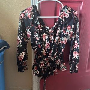 Black flower shirt